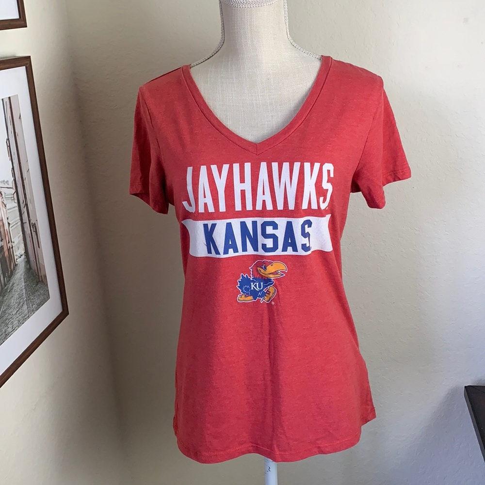 UNIVERSITY T Kansas Jayhawks V-Neck Short Sleeve T-Shirt